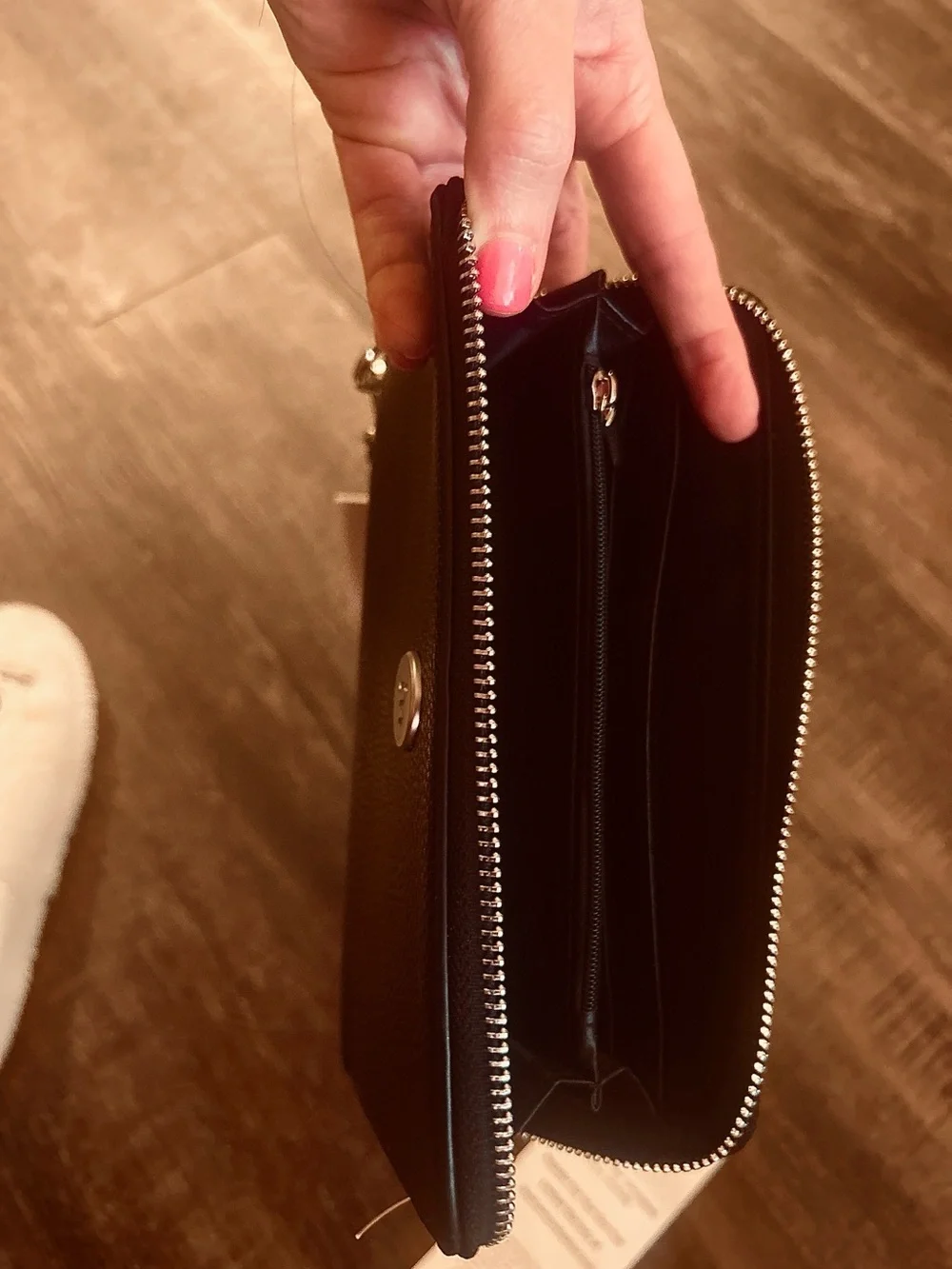 Jessica Moore Black Continental Zip Wallet Wristlet Silver Hardware NWT